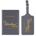 2pcs/Set Adventure Passport Cover Case and Luggage Tag Set, Travel Passport Holder Wallet. 