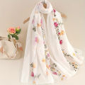 Fashionable Design Embroidered Flower Pattern WOMEN'S Scarf Shawl Elegant and Breathable Daily Versatile Accessory 85 * 180cm. 