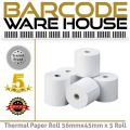 Thermal Paper Roll 56 mm x 45 mm 5 Roll / Bus Ticket Roll / Card Machine Roll. 
