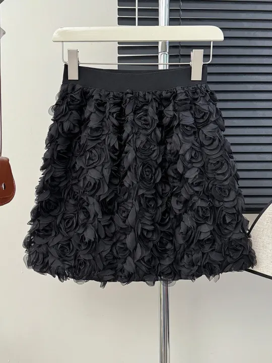 Rose%20Tulle%20Skirt%20Women%20Teen-girl%20High%20Waist%20A-Line%20Flower%20Mesh%20Rosette%20Mini%20Skirt%20Korean%20Ladies%20Elegant%20Outfit%20-%20Image%202