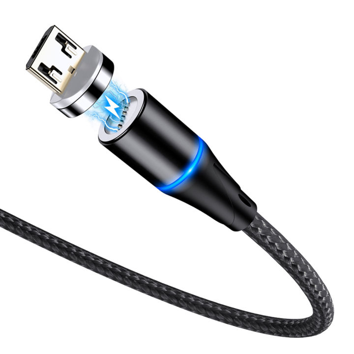 VOTHOON Magnetic Cable Fast Charging Cable Micro USB Type c & iOS Phone 3A Fast Charging With Data Transfer 7 Pin Connector 360 Degree Rotation LED Indication  1 Meter Length  2 Meter Length