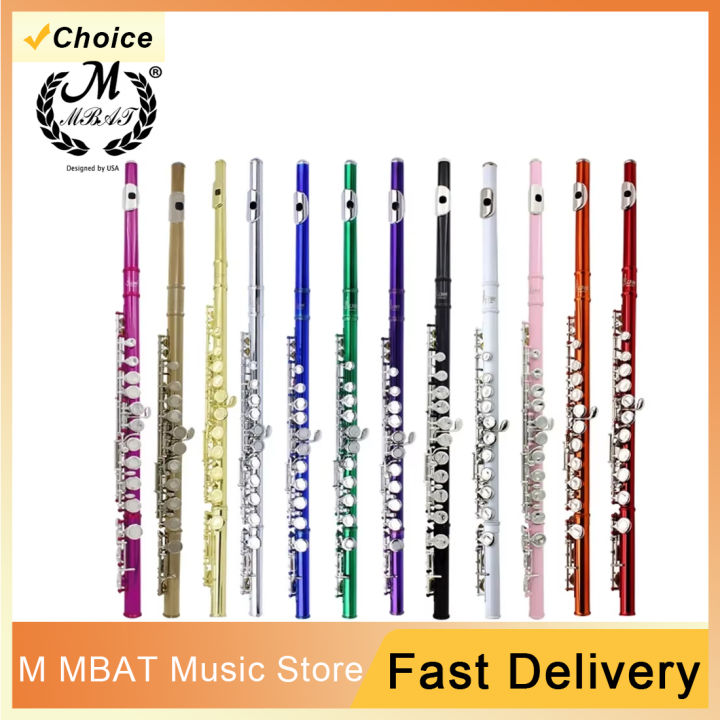 Box Flute Instrument M MBAT 16 Closed Flute Professional Open Holes C Key Flute Concert ...
