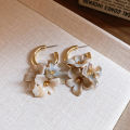 Maillard Flower Clusters Drop Earrings Vintage Acrylic Dangle Earring Light Luxury Smudging C-shaped Ear Studs Party Jewelry K.