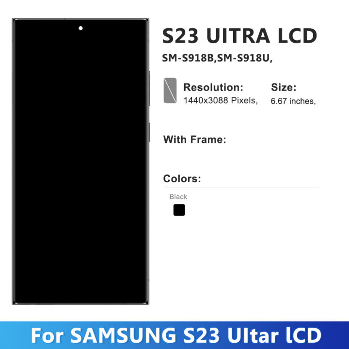 For%20%20S23%20Ultra%205G%20AMOLED%20LCD%20Display%20Touch%20Screen%20Digitizer%20Replacement%20for%20SM-S918B%20G918%20with%20Frame%20-%20Image%204