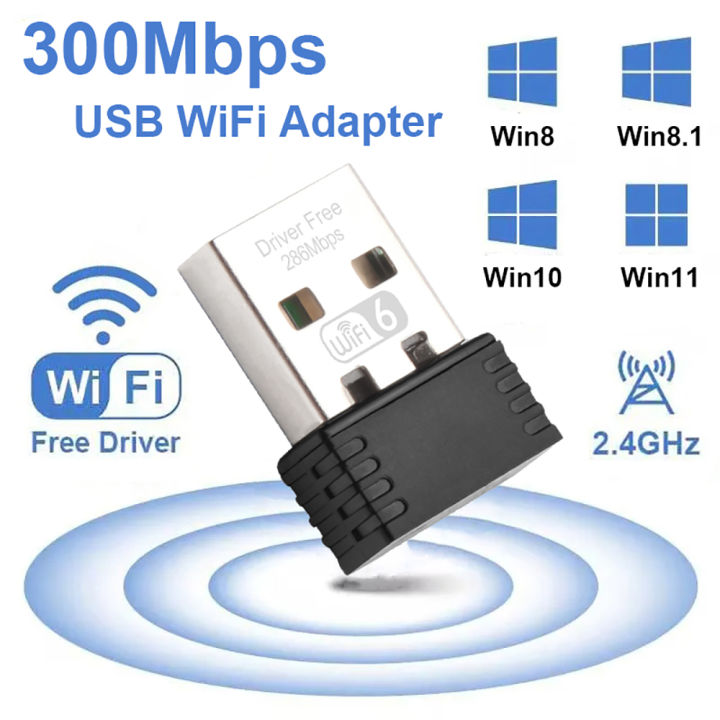 300Mbps USB WiFi Adapter Wireless Network Lan Card 2.4Ghz WiFi6 Receiver Dongle 802.11ax For PC Laptop Win 7 8 10 11 Drive Free