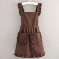 Stylish Korean Fashion Apron Princess Apron, Canvas Waterproof Dining Apron with Pockets, Polyester Apron for Women, Simple S.