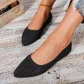 Women Lightweight Solid Knitted Shoes Women Pointed Toe Flats Breathable Mesh Casual Ballet Sneakers Slip on Ladies Loafers. 