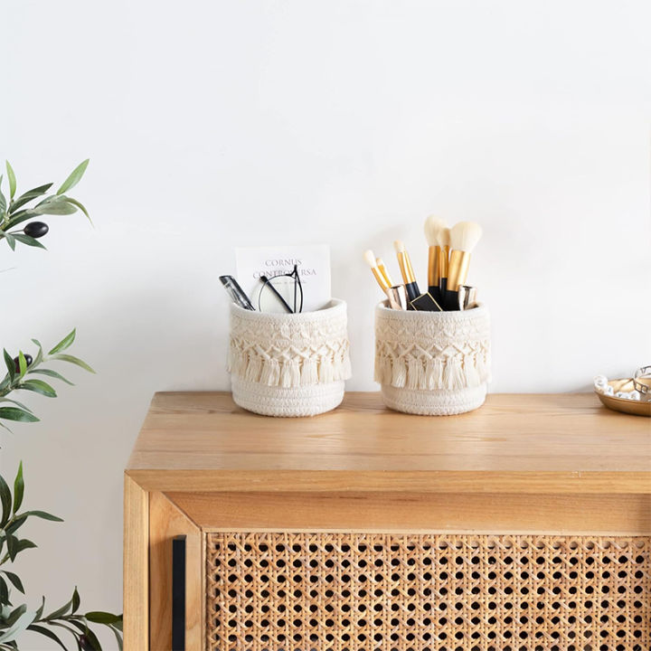 LMETJMA%20Macrame%20Makeup%20Organizer%20Boho%20Wicker%20Pencil%20Holder%20Makeup%20Brush%20Holder%20Organizer%20Comb%20Brushes%20Mini%20Storage%20Basket%20-%20Image%204