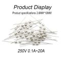 10Pcs 3.6x10mm Glass Fuse Quickly Break 3.6*10mm 250V 0.1A 0.2A 0.25A 0.5A 0.75A 1A 1.6A 2A 3.15A  4A 5A 6.3A 8A 10A 12A 15A 20A. 