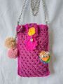 crochet work mobile pouch. 