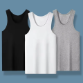 Men's Four Season Classic Black White And Gray Pure Cotton Casual Sports Vest Comfortable Running And Sweat Absorbing Base Shirt.