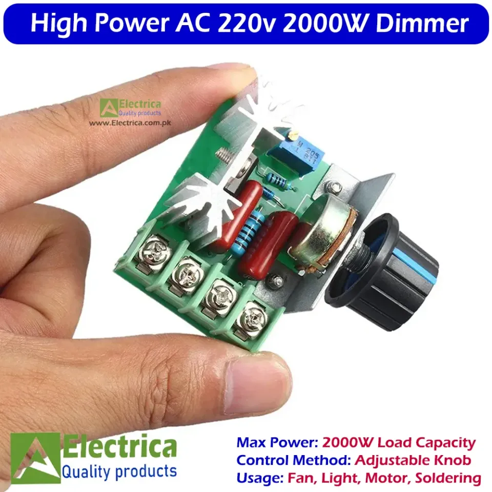 thumbnail image 2 of AC 220V 2000W/4000W Motor Speed Controller - Dimmer Regulator Module For Variable Speed Control 2 of 5