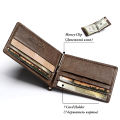 Free Engraving Slim Men Women Genuine Leather Money Clip Bifold Male Purse Wallet Quality Coffee Female Clamp for Money Case. 