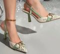 Women Elegant Floral Embroidered High Heel Pumps | Pointed Toe Slingback Shoes | Wedding & Party Wear ✨. 