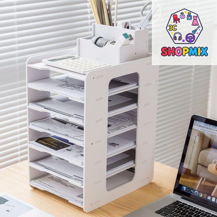 Desk Paper Organizer Rack A4 Paper Desktop Storage Rack Document Drawer Organizer Multilayer ...