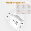 GaN Fast Charging 65W USB Type C Charger EU KR PD 3.0 Quick Charge Wall For Phone Adapter For iPhone 15   . 