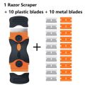 Plastic & Metal Razor Blade Scraper, Window Glass Cleaner, Vinyl Film & Adhesive Remover Tool for Car & Home. 