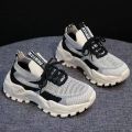 Ladies Chunky Sneakers 2025 Breathable Women Sneakers Platform Flat Shoes Green Casual Trainers Stylish Comfortable Shoes. 
