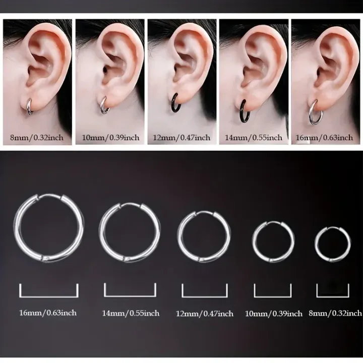 5%20Pcs%20Simple%20Stainless%20Steel%20Hoop%20Earrings%20Unisex%20Single%20Side%20Multiple%20Sizes%20Earrings%20Cartilage%20Piercings%20Jewelry%20-%20Image%206