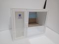 Front storage box cabinet with mirror. 