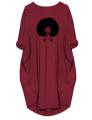 Plus Size Women Short Sleeve O-Neck Loose Casual Dresses.