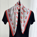 Luxury Square Satin Scarf Women Cute Fruit Cherry Pattern Shawls and Wraps Fashion Small Bag Scarves Hair Tie Bandanas 70*70Cm.