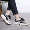 Ladies Chunky Sneakers 2025 Breathable Women Sneakers Platform Flat Shoes Green Casual Trainers Stylish Comfortable Shoes. 