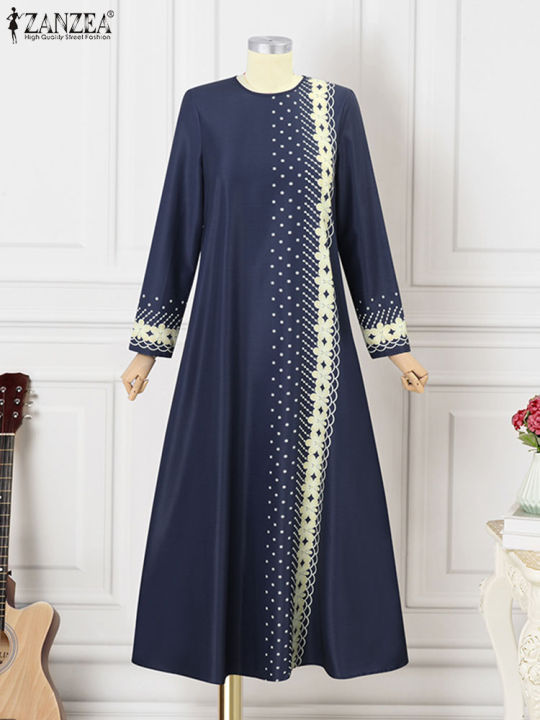 ZANZEA%20Muslim%20Fashion%20Dresses%20Abaya%20Women%20Elegant%20Long%20Sleeve%20Floral%20Printed%20Maxi%20Sundress%20Vestidos%20Kaftan%20IsIamic%20Robe%20Ramadan%20-%20Image%204