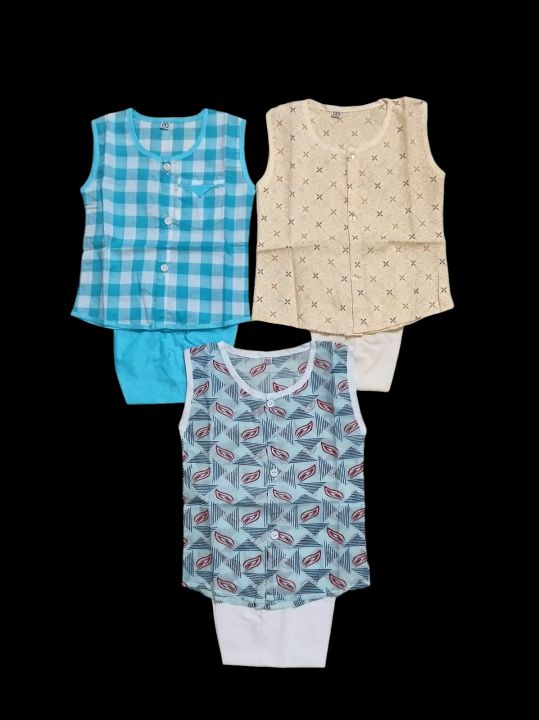 3 ps Stylish Cotton Nima Sets: Trendy, Comfortable Fashion for Boys and Girls, Newborn to One Year - Quality Full Summer Collection