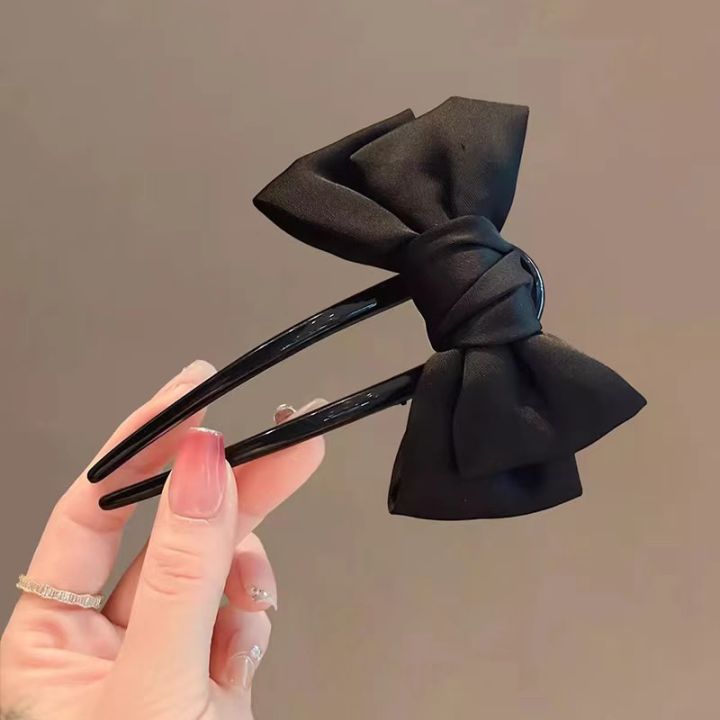 1pc%20Fashion%20Women's%20Bow%20U-shaped%20Hair%20Clip%20Suitable%20for%20Girl%20Daily%20Wear%20Accessory%20Elegant%20Black%20Boutique%20Hairpin%20Hair%20Accessory%20-%20Image%205