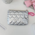 Silver Lingge Bow Pattern Coin Purses Small Canvas Coin Wallet Lady Girls Earphone Coin Key Money Storage Bag Zipper Pouch. 