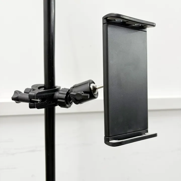 4.7-13.5"%20Tablet%20and%20Smartphones%20holder%20for%20Microphone%20Stand%20with%20360-Degree%20Rotable%20Swivel%20Mount%20for%20Music%20Sheet%20Live%20Streaming%20-%20Image%206