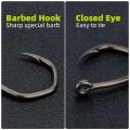 Hirisi 50pcs PTFE Coated High Carbon Stainless Steel Micro Barbed Fish Hook With Eye 8033 Fishing Accessories Spliceable Box. 