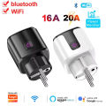 WiFi 20A EU Plug Socket With Power Monitoring Work With Tuya Smart Timer Child Lock Outlet  Home Alice SmartThings Alexa. 