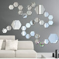12/24Pcs 3D Hexagon Mirror Wall Stickers DIY Removable Self Adhesive Aesthetic Mosaic Tiles Decals Mirror Home Decoration. 