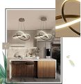 Modern Black Circle Wave Chandelier LED Light +1Wall lamp gift Wavy Pattern | Perfect For Living Rooms & Dining Rooms. 