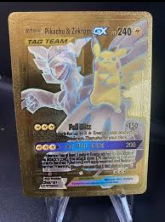 Mavin Pikachu & Zekrom GX Tag Team Gold Foil Pokemon Card Fan