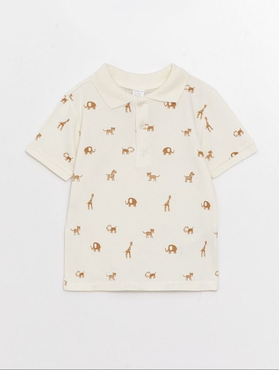 Polo%20Collar%20Short%20Sleeve%20Patterned%20Baby%20Boy%20T-Shirt%20and%20Shorts%202-Pack%20Set%20-%20Image%202
