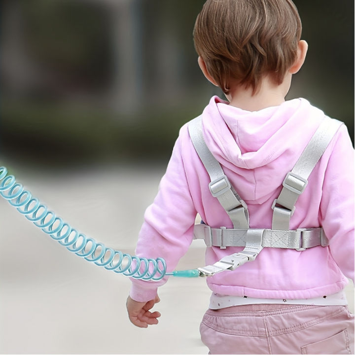 Kids%20Anti-Lost%20Leash%20with%20Pulling%20Rope,%20Anti-Lost%20Back%20Pack,%20Safety%20Strap%20with%20Spring%20Rope,%20Blue%20and%20Pink%20Polyester,%20for%20-%20Image%202