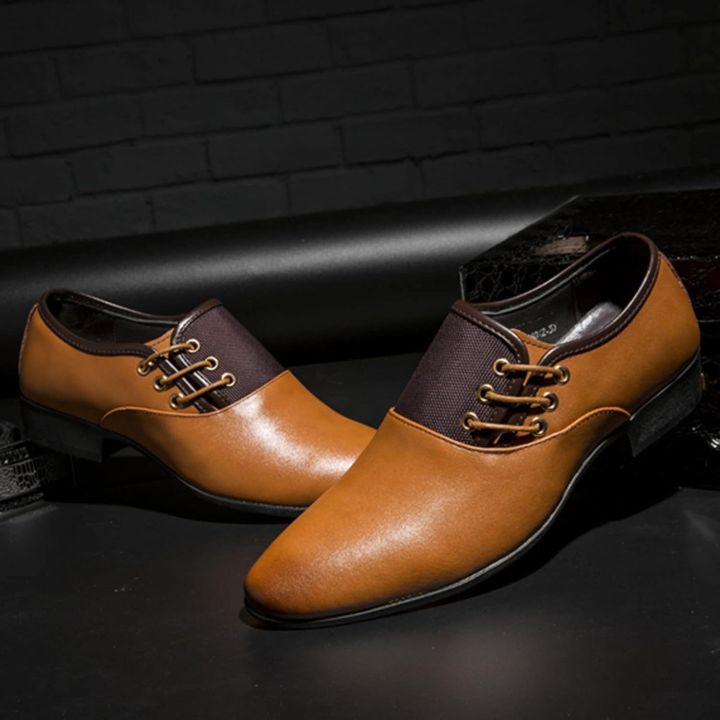 Men's Leather Shoes Business Dress Shoes Men Oversized Men's Shoes Casual Shoes (Colour: Brown, Size: 39)