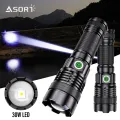 100000 Lumen Super Bright Spotlight Long Range LED Flashlight Built-in Battery  USB Charging Waterproof Portable Camping Torch. 
