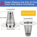 Suitable for Bathroom、Stainless Steel Conical Strainer for Kitchen Sink and Bathtub Drain-Suitable for Various Drainage Pipe Dia. 