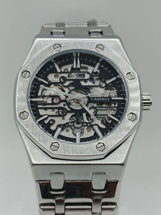 CASIRUI Skeleton Automatic Mechanical Watch for Men – Stainless Steel Luxury Wrist Watch