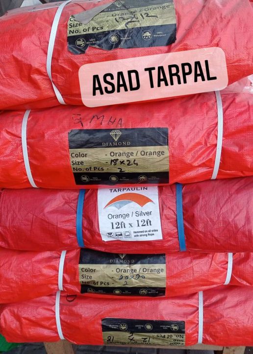 Heavy Duty Orange Plastic Tarpal waterproof All sides stitched with rings