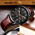 LIGE 9866 luxury fashion chronograph active Men Leather Watch 30M Waterproof - Watch. 