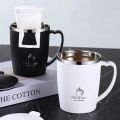 350ml Thermos Mug 304 Stainless Steel Coffee Cup With Handle Leak-Proof Vacuum Flask Insulated Cup Portable Thermal Water Bottle. 