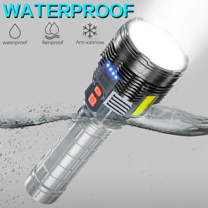 Flashlight Halogen security light Halogen Light Safety Flashlights USB Rechargeable Torch ...