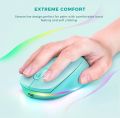 Mouse Seenda IWG-FGM LED Bluetooth mouse 3 mode silent rechargeable mouse multi device compatible BT 5.0/BT 3.0/2.4ghz compatible with laptop,pc, windows, android upto 2400Dpi light green color. 