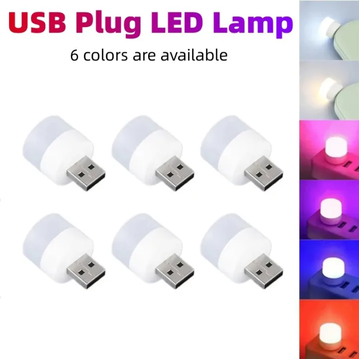 10pcs USB Plug Lamp Computer Mobile Power Small Book Lamps LED Eye Protection Reading Light Round Light Night Light