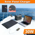 30W Foldable Leather Solar Panel Charger USB-C for Power Station RV Camping Hiking Outdoor Emergency. 